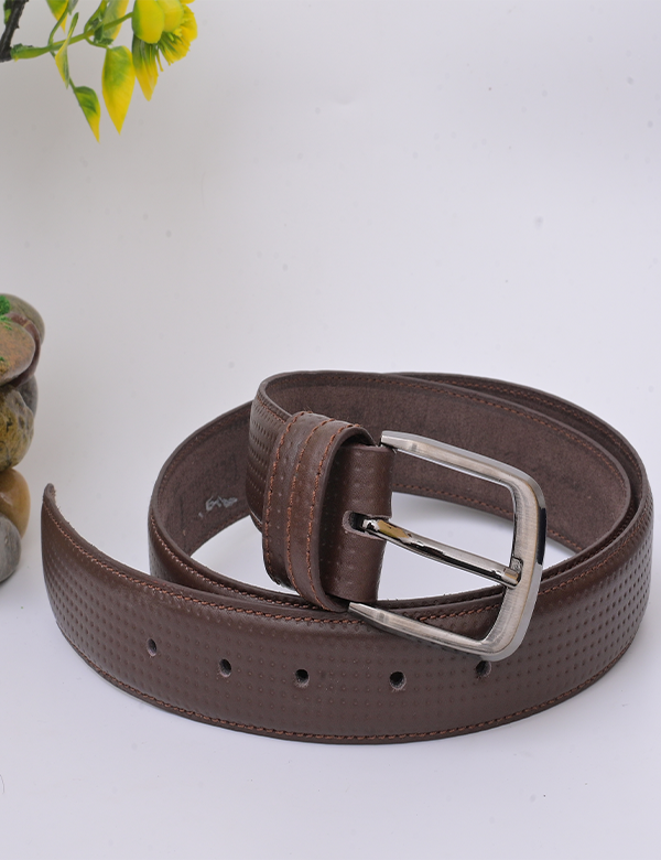 Men's Brown Textured Leather Belt – EenaCrafts